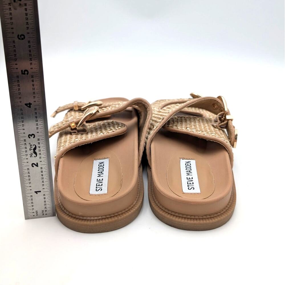 Steve Madden Connely Buckle Slide Sandals Womens Raffia Sz US11 EU41.5 - Picture 4 of 10